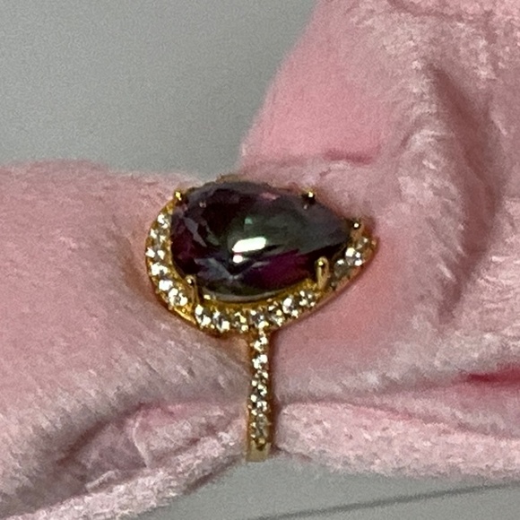 Alexandrite gold plated ring June birthstone 8 - Picture 6 of 6